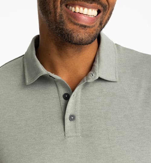 on model image of Bamboo Flex UPF Polo