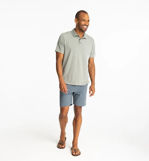 on model image of Bamboo Flex UPF Polo