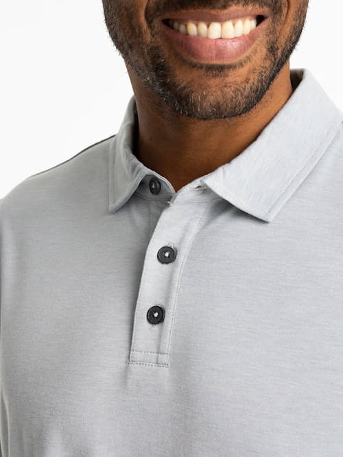 on model image of Bamboo Flex UPF Polo