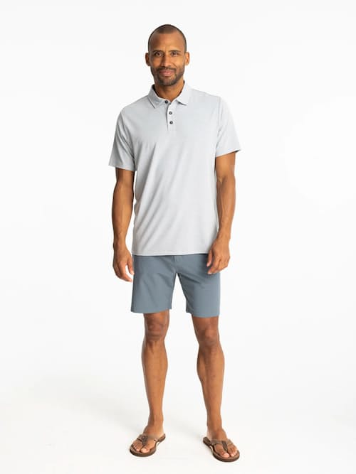 on model image of Bamboo Flex UPF Polo