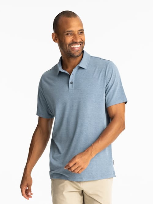 on model image of Bamboo Flex UPF Polo