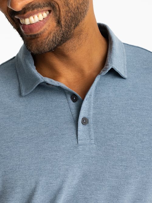 on model image of Bamboo Flex UPF Polo