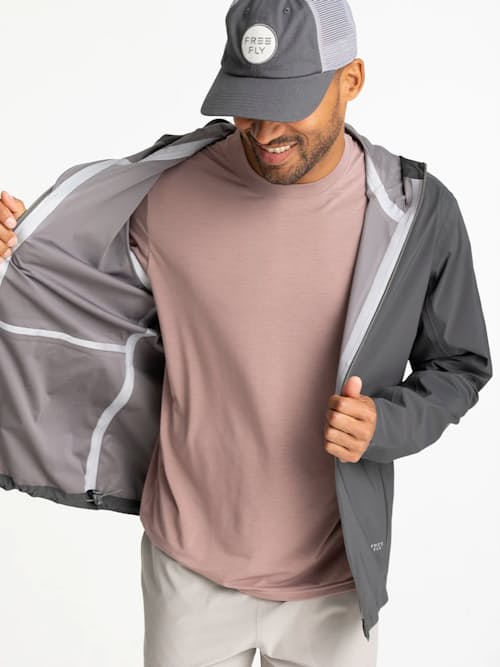 on model image of Cloudshield Rain Jacket