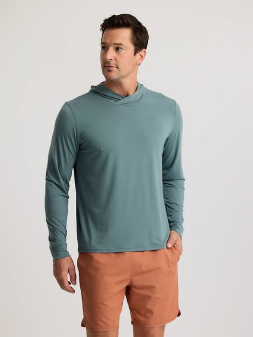 on model image of Elevate Lightweight UPF Hoodie