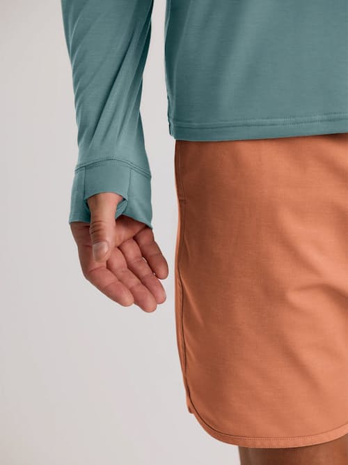 on model image of Elevate Lightweight UPF Hoodie