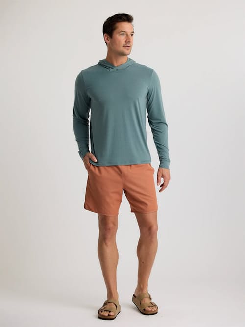 on model image of Elevate Lightweight UPF Hoodie