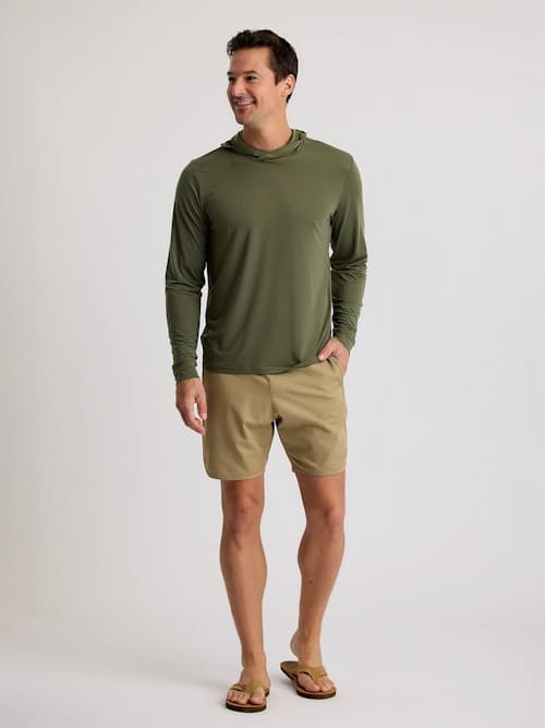 on model image of Elevate Lightweight UPF Hoodie