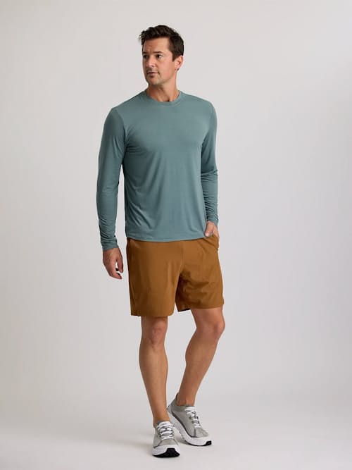 on model image of Elevate Lightweight UPF Long Sleeve T-Shirt