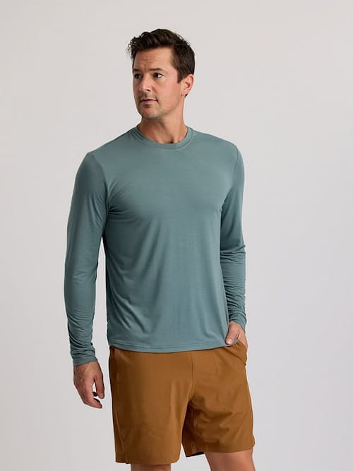 on model image of Elevate Lightweight UPF Long Sleeve T-Shirt