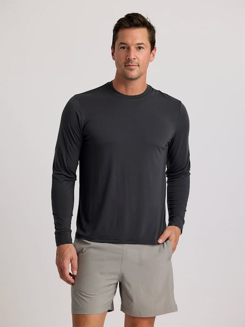 on model image of Elevate Lightweight UPF Long Sleeve T-Shirt