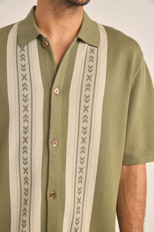on model image of Loma Knit Button Down Polo