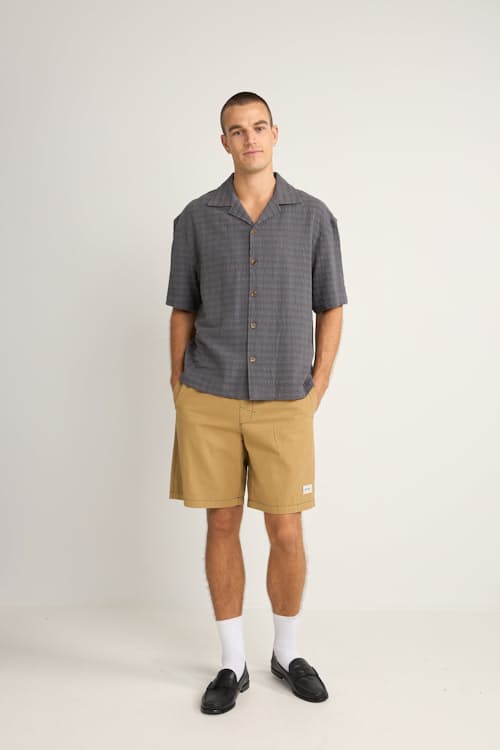 on model image of Relaxed Cropped Short Sleeve Shirt