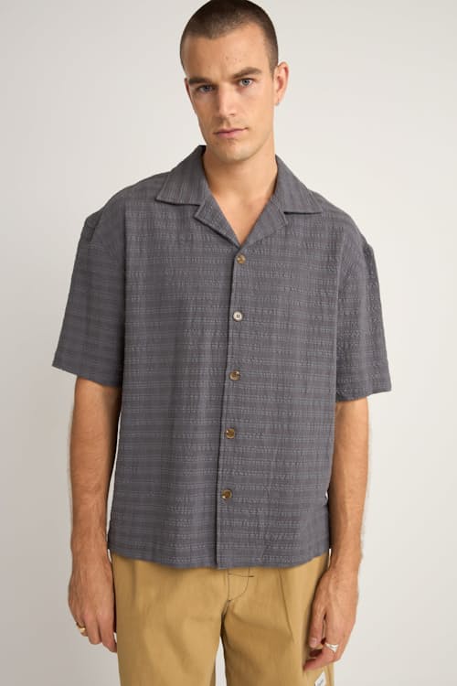 on model image of Relaxed Cropped Short Sleeve Shirt
