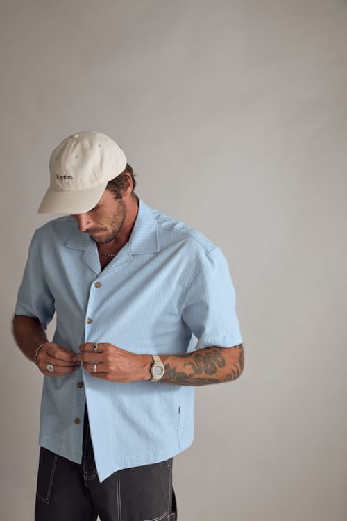on model image of Relaxed Cropped Short Sleeve Shirt