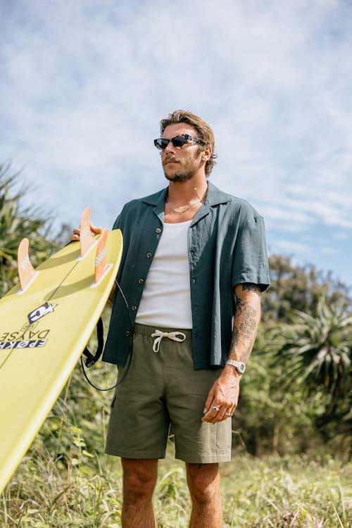 lifestyle image of Relaxed Cropped Short Sleeve Shirt