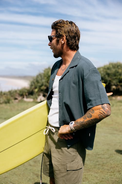 lifestyle image of Relaxed Cropped Short Sleeve Shirt