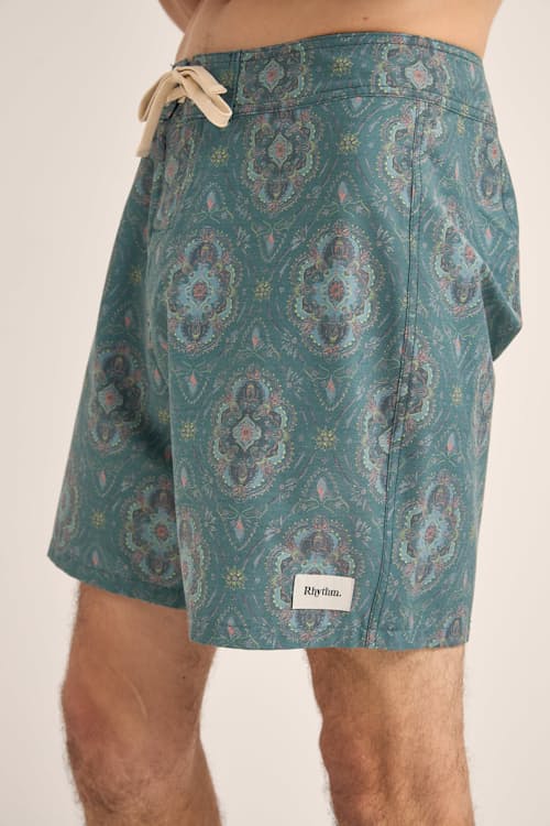 on model image of Tropical Swim Trunks