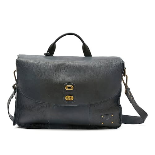 laydown image of Kent Leather Messenger Bag