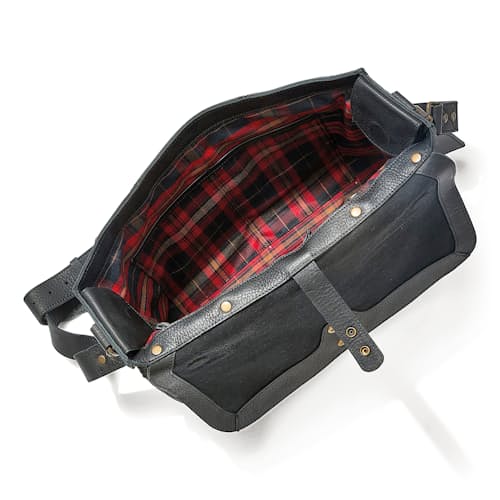laydown image of Kent Leather Messenger Bag