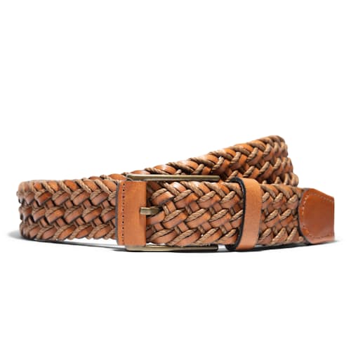 laydown image of Leather & Braided Waxed Cord Belt