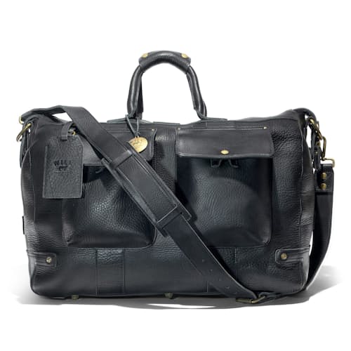 laydown image of Leather Travel Duffel Bag - 48L