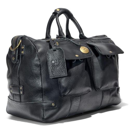 laydown image of Leather Travel Duffel Bag - 48L