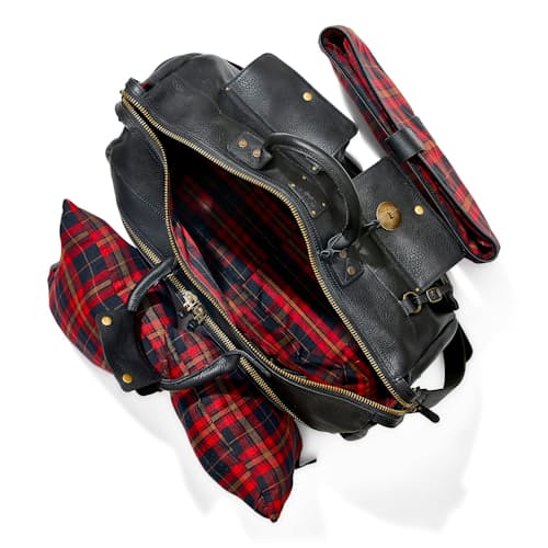 laydown image of Leather Travel Duffel Bag - 48L