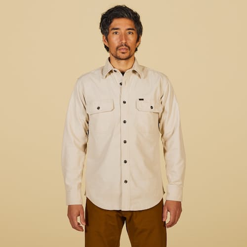 on model image of Field Flannel Shirt