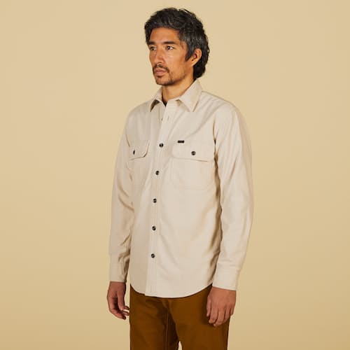 on model image of Field Flannel Shirt