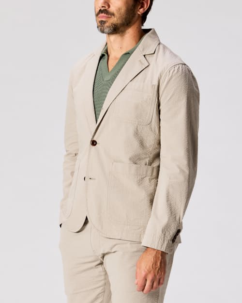 on model image of Seersucker Blazer