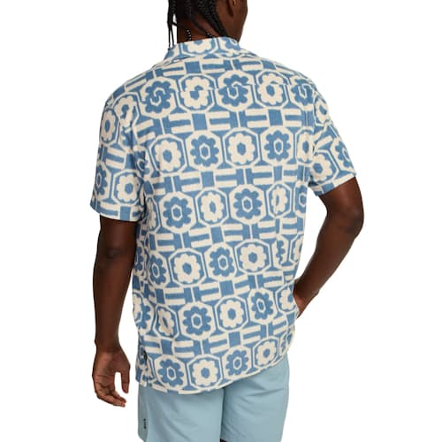 on model image of Palapa Terry Short Sleeve Shirt