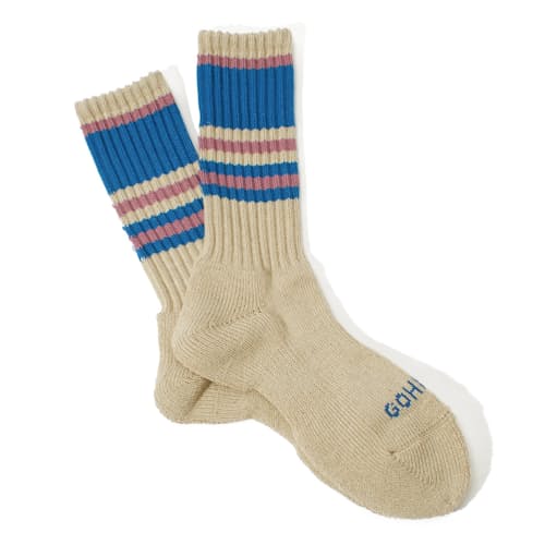 laydown image of Random Stripe Pile Crew Socks