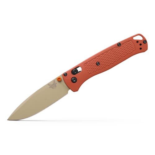 laydown image of Bugout Rust Orange Grivory Pocket Knife