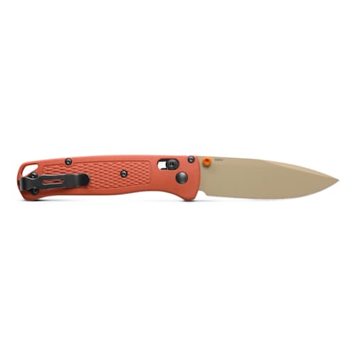 laydown image of Bugout Rust Orange Grivory Pocket Knife