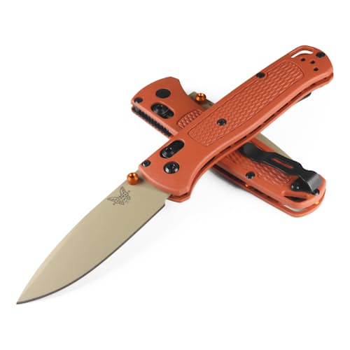laydown image of Bugout Rust Orange Grivory Pocket Knife