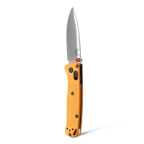 laydown image of Mini Bugout Daybreak Yellow Grivory Pocket Knife