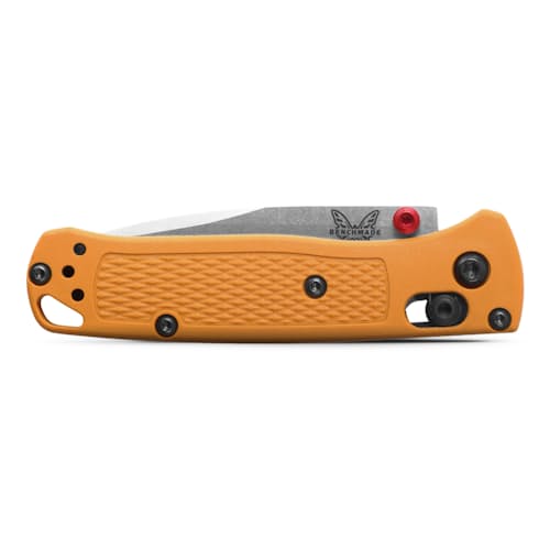 laydown image of Mini Bugout Daybreak Yellow Grivory Pocket Knife