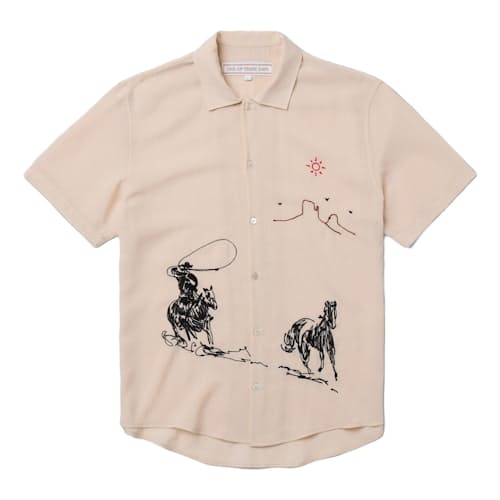 laydown image of Into The Distance Camp Short Sleeve Shirt