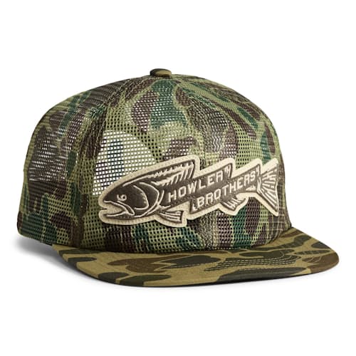 laydown image of Trout Bolt Mesh Snapback Hat
