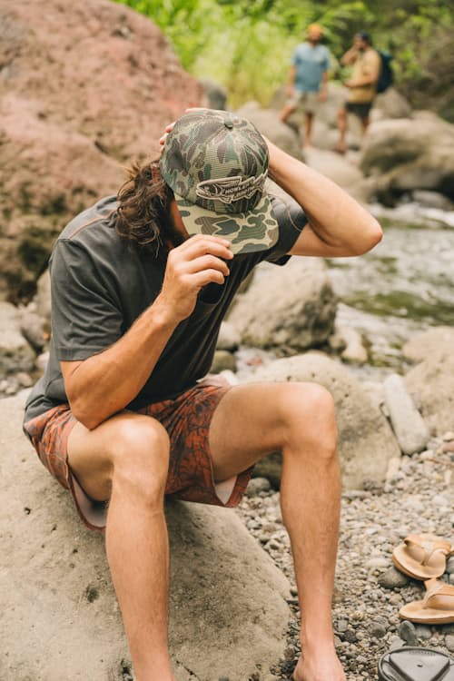 lifestyle image of Trout Bolt Mesh Snapback Hat