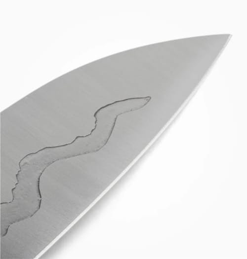laydown detail image of 7" Teton Edge Santoku Chef Knife