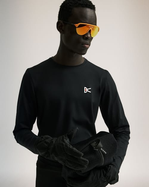on model image of Italian Knit Lightweight Long Sleeve T-Shirt