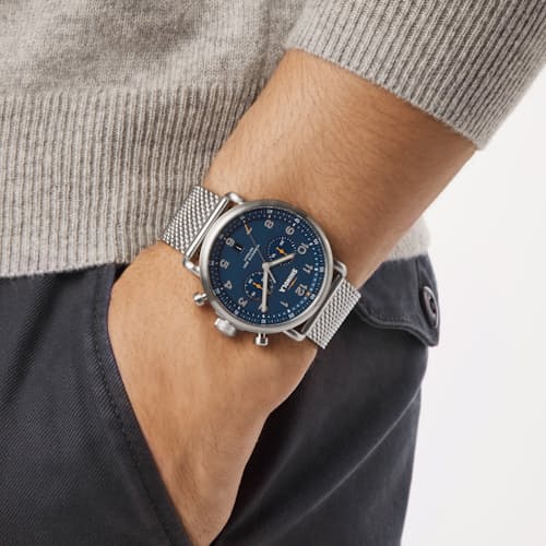 on model image of Canfield Model c56 2 Eye Chrono 43mm Watch