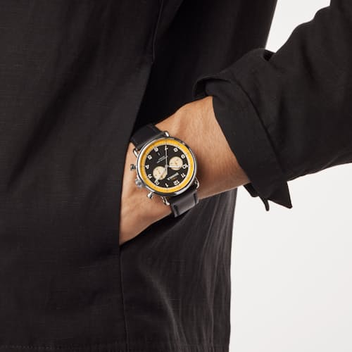 on model image of Canfield Model c56 2 Eye Chrono 43mm Watch