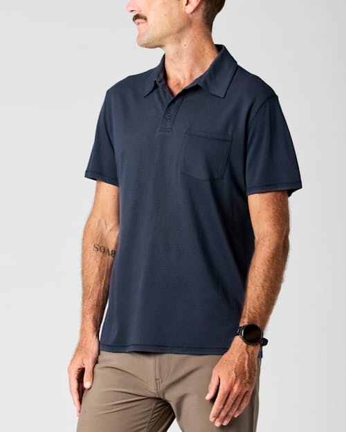 lifestyle image of 72-Hour Merino Pique Polo