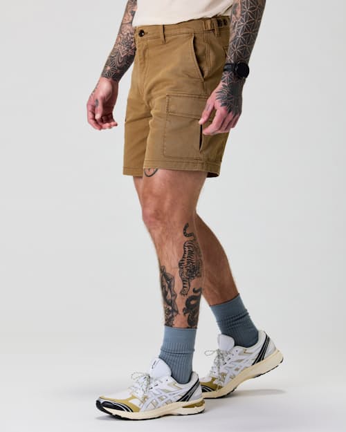 on model image of 365 Cargo Short - 7"