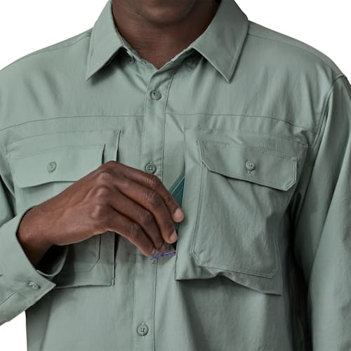 on model image of Long-Sleeved Self-Guided Sun Shirt