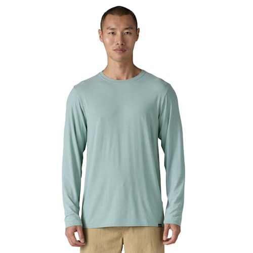 on model image of Tropic Comfort Natural Crewneck Long Sleeve T-Shirt
