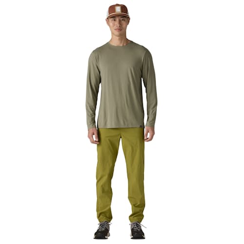 on model image of Tropic Comfort Natural Crewneck Long Sleeve T-Shirt