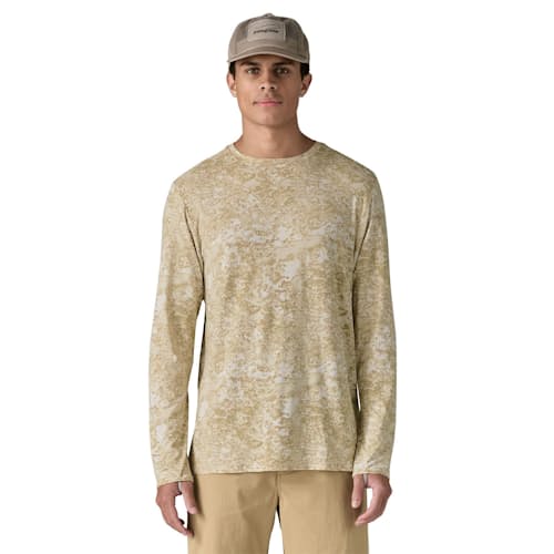 on model image of Tropic Comfort Natural Crewneck Long Sleeve T-Shirt